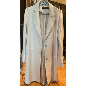 Cream colored suede-style trench coat